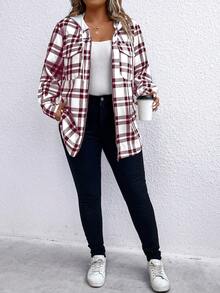 SHEIN LUNE 大尺碼女士格紋連帽夾克 - 彩色 - 查看 4
