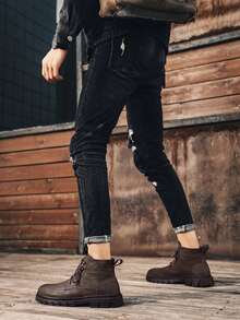 Nam Mùa thu Và Mùa Đông Da Giày ống Ankle Với Linh hoạt Phong cách - màu nâu - Xem 3