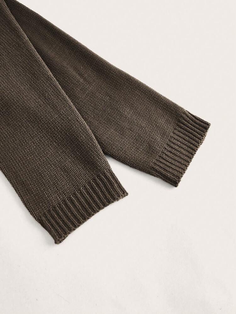 Solid Turtleneck Drop Shoulder Sweater