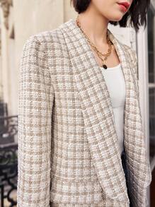 SHEIN Frenchy 女士格紋口袋西裝外套 - 彩色 - 查看 7