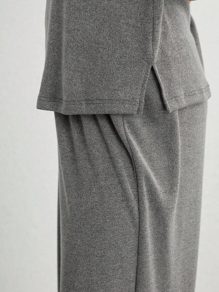 Ocili 女款半袖純色居家服上衣 - 深灰色 - 查看 3