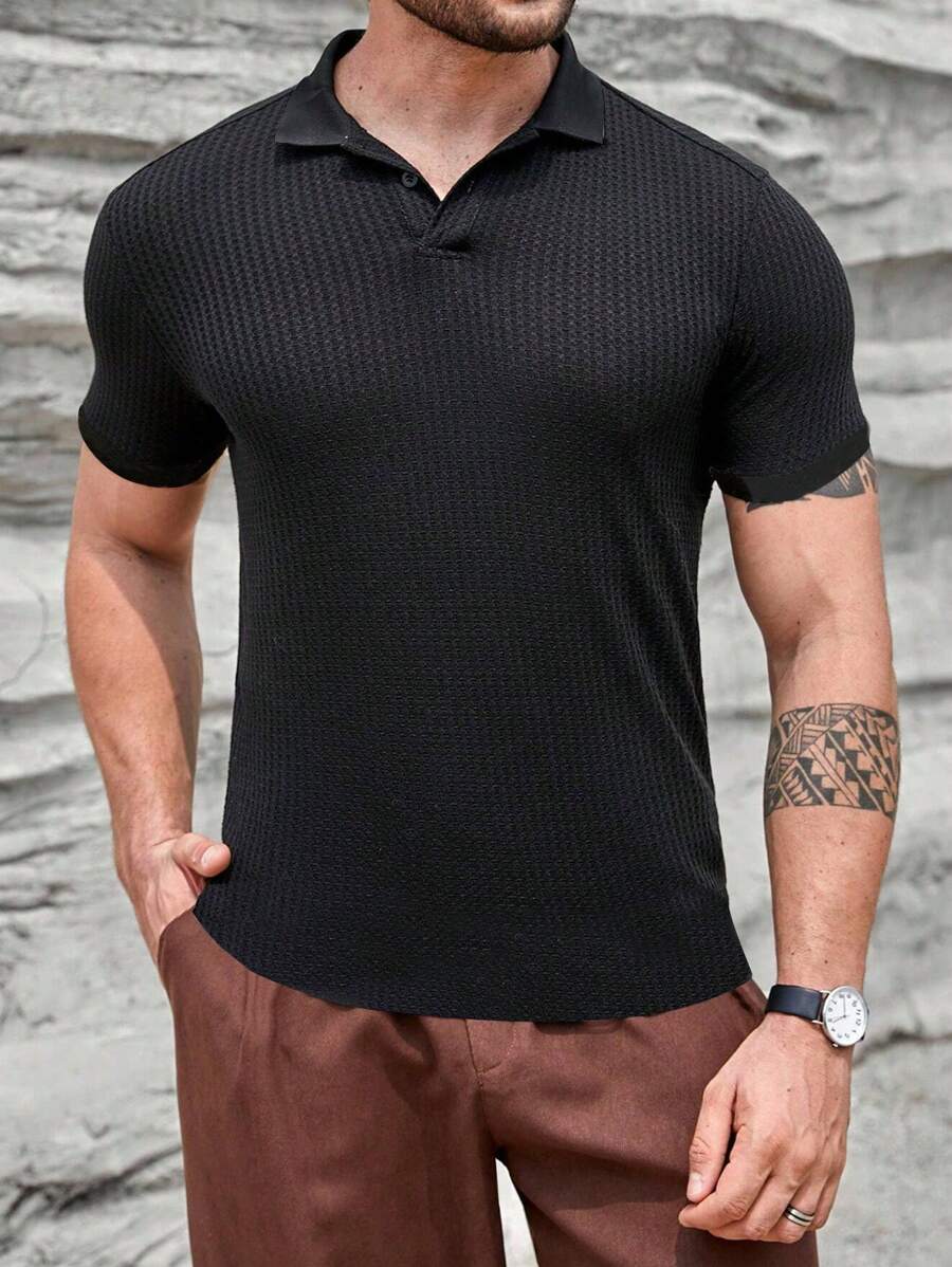 Manfinity Homme Nam Kích thước lớn Đen Áo polo - màu đen - Xem 1