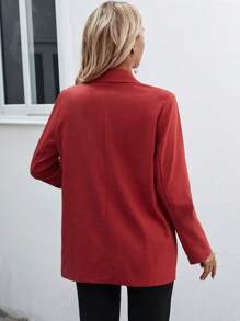 SHEIN Clasi Shawl Collar Flap Detail Placket Blazer - Red - View 2