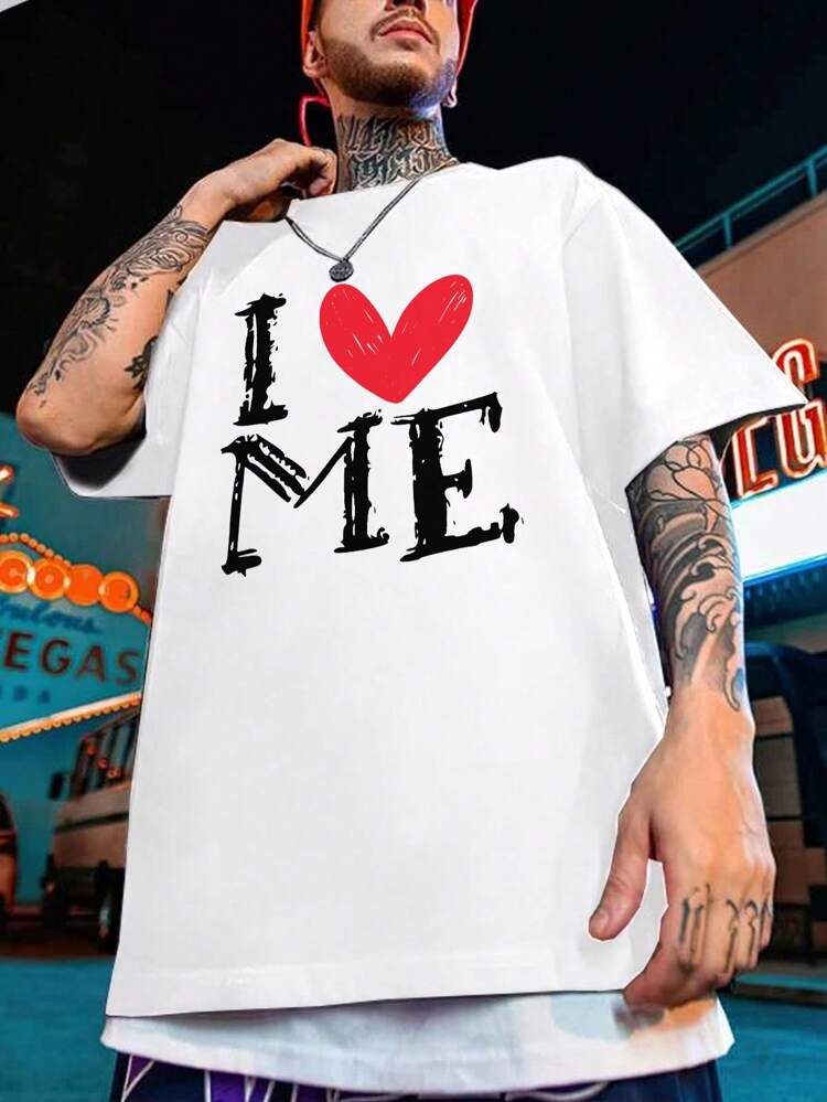 Men's Plus Size Slogan Printed T-shirt