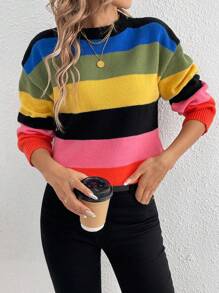 SHEIN Essnce Của phụ nữ Sọc Nhiều màu Áo len - Nhiều màu - Xem 3