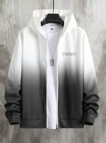 Manfinity Hypemode 男士漸層字母印花拉鍊連帽衫 - 彩色 - 查看 1