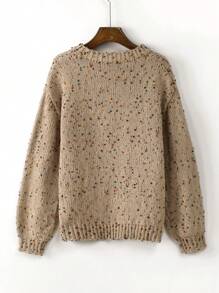 SHEIN Essnce Dễ thương Và Đơn giản Tròn Vòng cổ Áo len - Màu Khaki - Xem 2