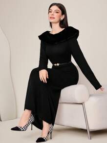 Modelyn Vestido De Punto De Mujer Con Parches - Negro - Ver 1