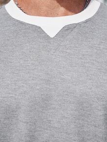 Manfinity Homme 男士大尺碼拼色 T 卹 - 灰色 - 查看 6