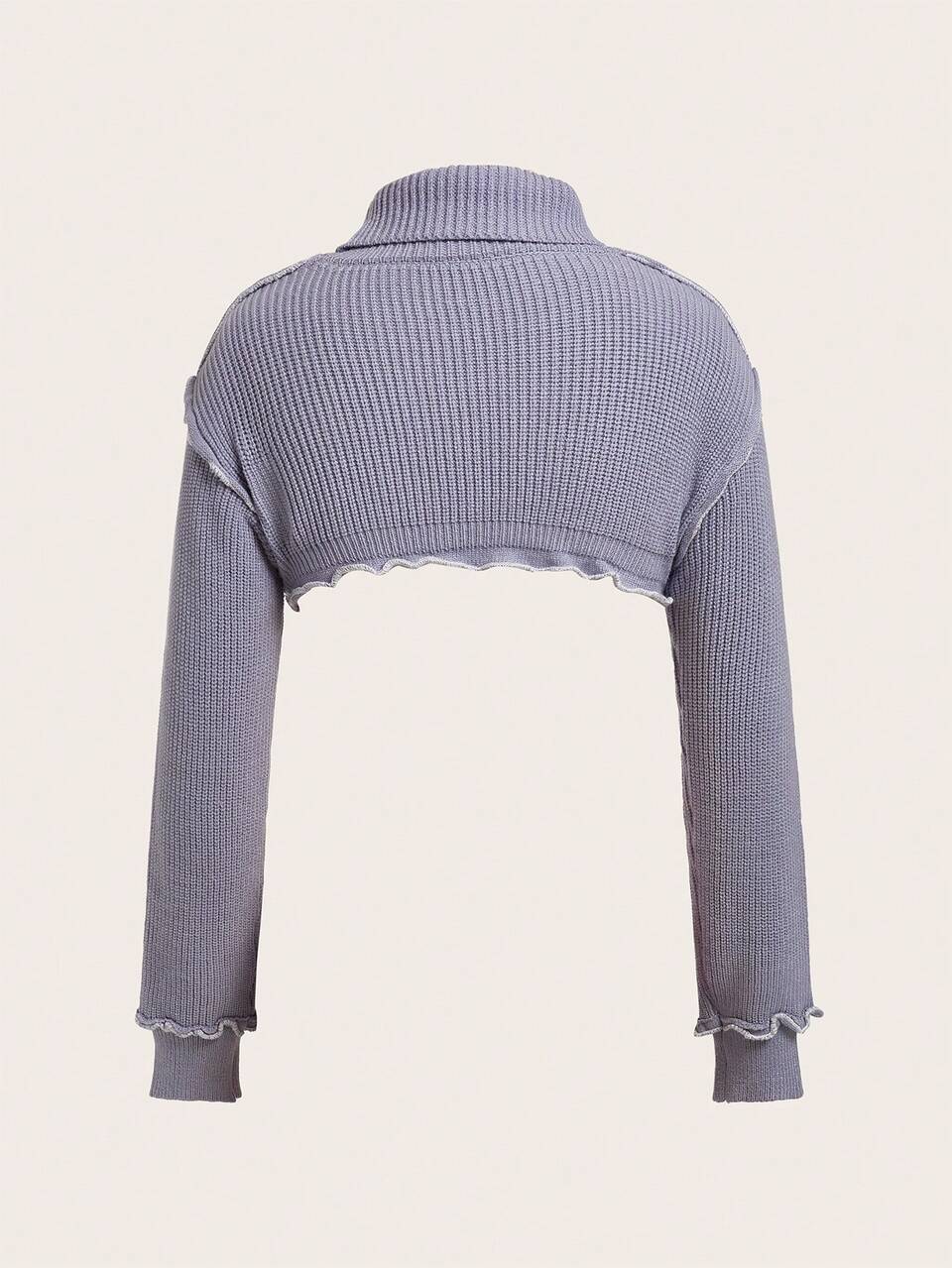 Women's High Neck Cropped Sweater