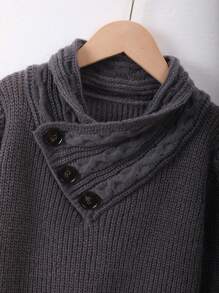 Con trai Nút lên Nhăn nheo Áo len Đối với Lớn hơn Trẻ em - Màu xám đen - Xem 3