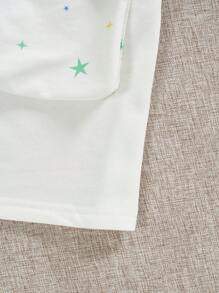 SHEIN EZwear Conjunto De Dos Piezas Para Mujeres Con Estampado De Estrellas Y Luna