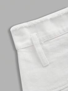 ROMWE PUNK Của phụ nữ Viền tua Váy Denim Với Viền xếp - Màu be - Xem 3