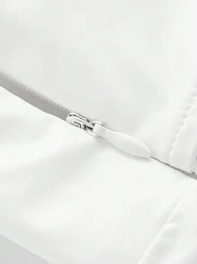 ROMWE PUNK 純色搭扣細節半身裙 - 白色 - 查看 4