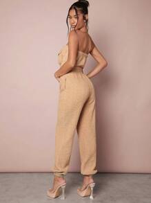 SHEIN Unity Jumpsuit met klepzak, teddybuis, ritssluiting en schuine zakken