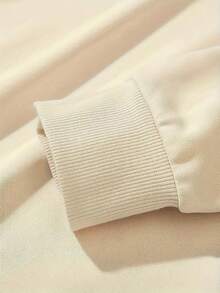 Hombres Sudadera con estampado de letra - Caqui - Ver 4