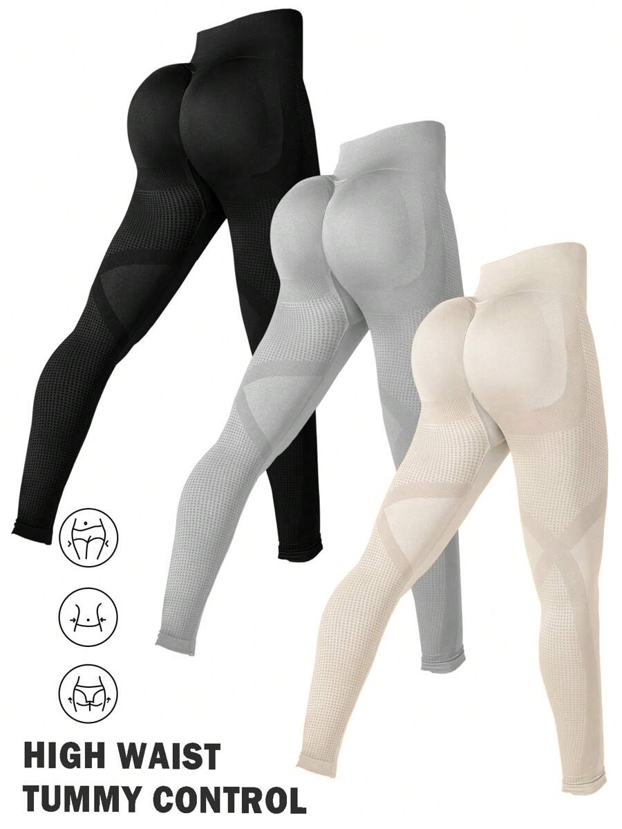 Easithlete Seamless High Elasticity Sports Leggings - Multicolor - View 1