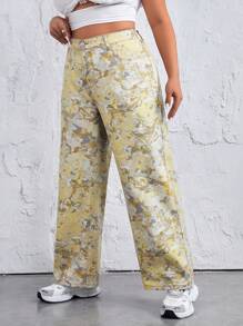 SHEIN EZwear Kích thước lớn Ngụy trang Cao eo Quần legging thẳng - Nhiều màu - Xem 6