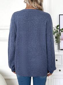 SHEIN Maternity V-Neck Drop Shoulders Sweater, For Winter - Dusty Blue - View 2