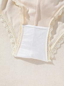Snug Zone Women's Solid Color Lace Trimmed Triangle Panties ,3 Pcs - Multicolor - View 5