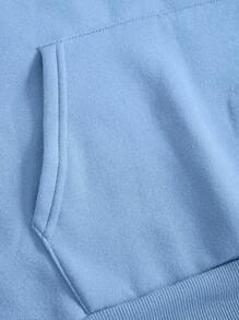 Áo nỉ trùm đầu in chữ nhiệt đới thường ngày cho nam, mùa thu/đông - Màu xanh nhạt - Xem 5