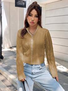SHEIN Unity Áo len cardigan dệt kim thường ngày cho nữ - màu nâu - Xem 6