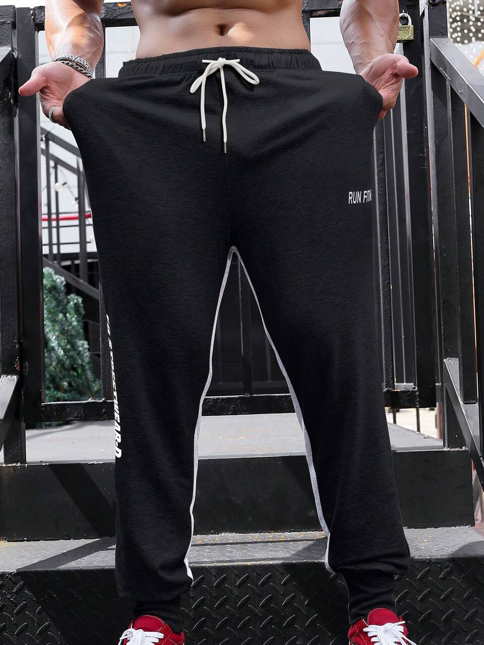 Men's Letter Print Sports Pants Sweat Pants