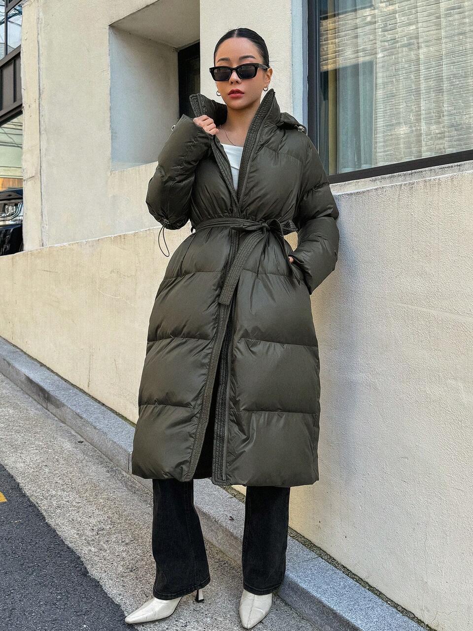 Women's Long Sleeve Hooded Padded Coat