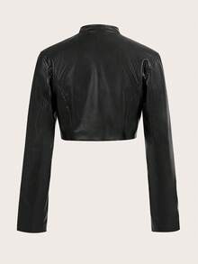 SHEIN ICON Chaqueta Recortada Con Remiendos De Relámpagos Brillantes - Negro - Ver 5