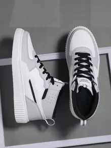 大码男士休闲高帮运动鞋、滑板鞋 - 灰色 - 查看 4