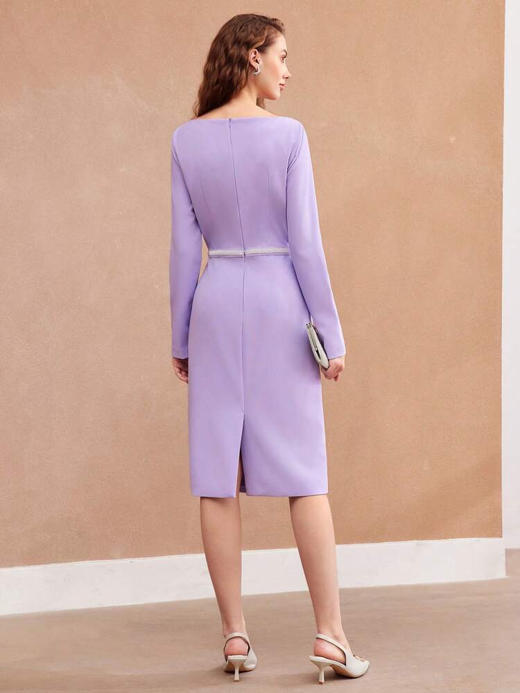 FITTED DRAPED SPLIT BACK DRESS