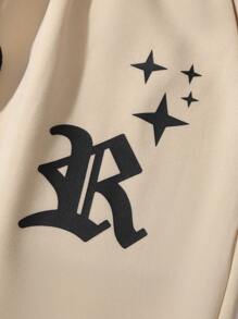 SHEIN Unity Ladies' Drawstring Waist & Cuffed Hem Casual Jogger Pants With Letter Print - Apricot - View 6