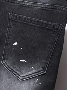 Manfinity Homme Men's Plus Size Distressed Denim Jeans With Washed Effect Slim Fit Long Ripped Frayed Jean Cargo Plain Dark Grey Party Fashion