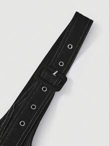 SHEIN MOD Của phụ nữ Nút phía trước Áo liền quần Với Quần loe Và Dây treo - màu đen - Xem 3