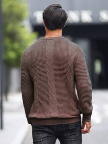 Manfinity Homme Men's Crew Neck Fitted Casual Sweater - Maroon - View 2