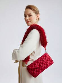 MOTF PREMIUM 縫花人造毛肩帶袋 - 紅色 - 查看 4