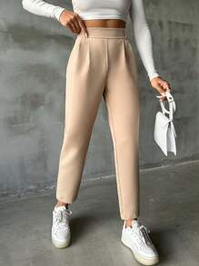 SHEIN Cottnline Women's Tapered Pants - Apricot - View 5