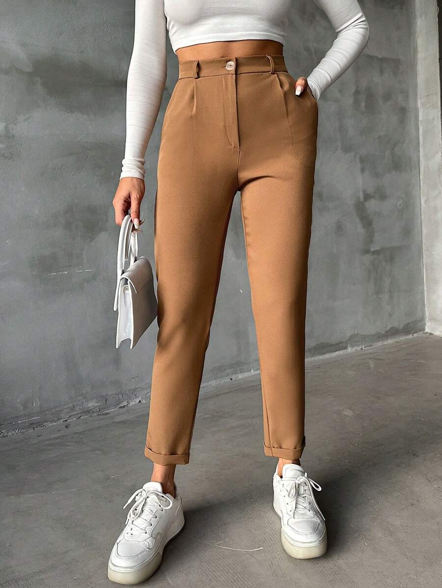 EURMUSE Women's Cropped Pants - Chocolate Brown - View 1