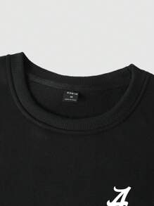 Manfinity Homme Nam Giải trí Đúng mốt Vòng cổ Áo nỉ Và Chạy bộ 2 cái/bộ Với In thư - màu đen - Xem 4