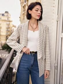 SHEIN Frenchy 女士格紋口袋西裝外套 - 彩色 - 查看 3