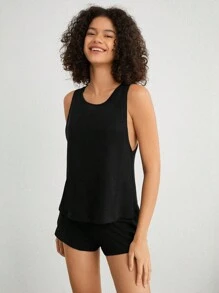 Ocili 女性坦克背心家居服上衣 - 黑色 - 查看 6