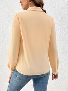 SHEIN Clasi 撞色亮片面板襯衫 - 香檳色 - 查看 2