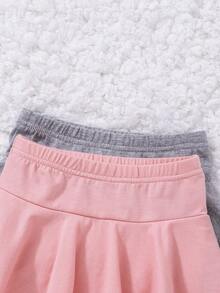 嬰幼兒女童秋冬季休閒打底套裝,包括裙子和長褲 - 彩色 - 查看 3