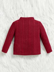 Baby Boy Casual Knit Half Turtleneck Sweater With Letter Patchwork Design