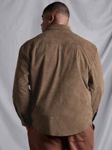 Manfinity Homme Men's Plus Size Front Pocket Shacket - Brown - View 2