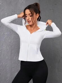 SHEIN Sports 女式前拉鍊連帽運動夾克 - 彩色 - 查看 2