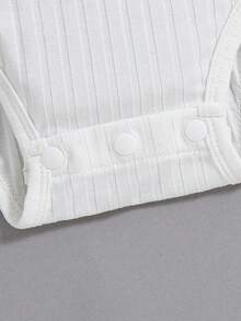 SHEIN 嬰兒男童休閒純色長袖連身衣2入組 - 藍白色 - 查看 5