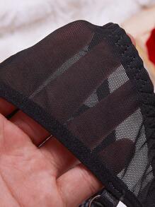 Lace Floral Embroidered Sexy Lingerie Set - Multicolor - View 5