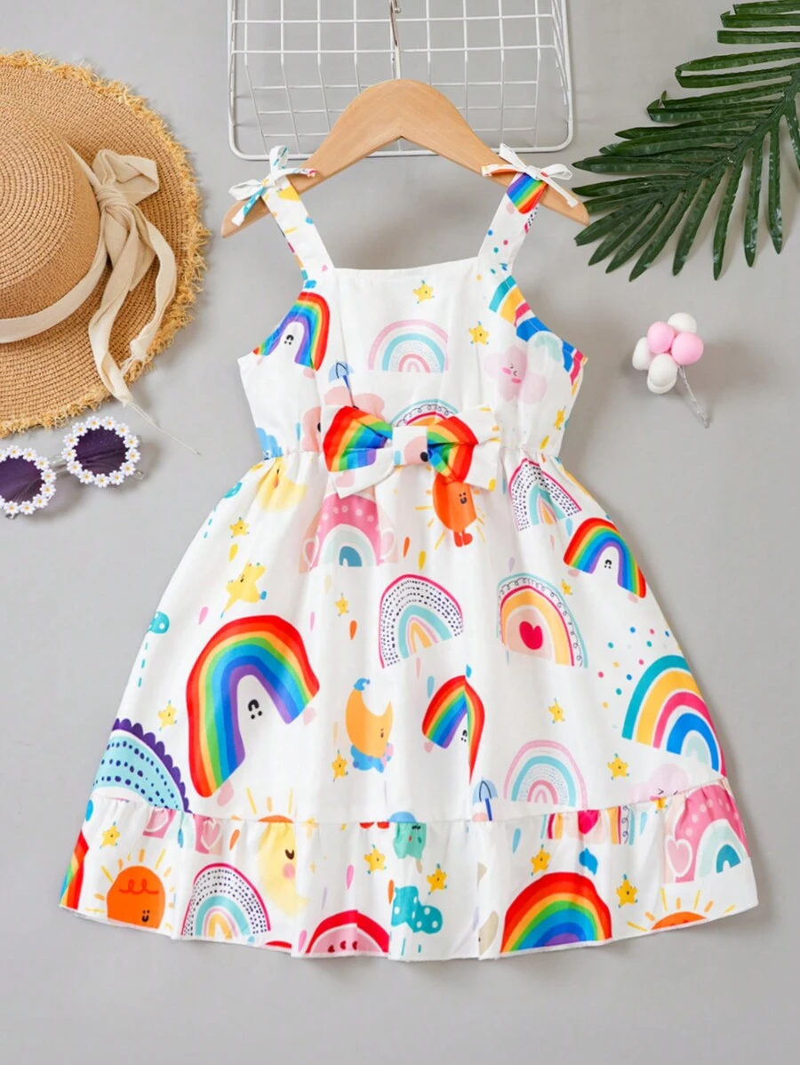 SHEIN Girls' Cute And Fun Graffiti Print Gathered Waist Dress | SHEIN UK