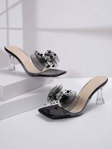 Của phụ nữ Mùa hè Giày dép Đen Lưới Loại bướm Pha lê Dép đi trong nhà , Mới Trong suốt Sành điệu Pha lê Giày cao gót , Lý tưởng Cho mùa hè Đầm Phù hợp - màu đen - Xem 7